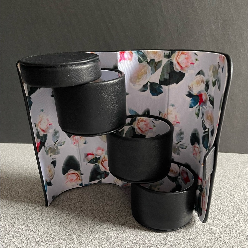Pedestal Black Faux Leather Jewelry Travel Case